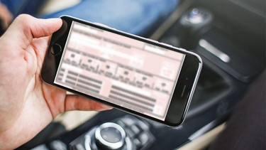 An illustration of an insurance slip on a smartphone.