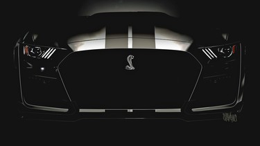 A teaser image of Ford's upcoming Shelby GT500 Mustang, rumoured to make 700-plus horsepower.