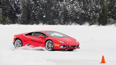 Lamborghini skidding on ice