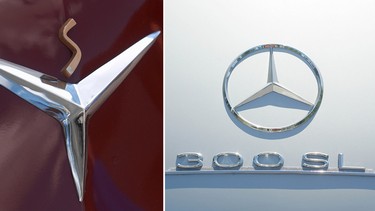 The logos of Studebaker and Mercedes-Benz