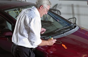 Identifying dents prior to repair.