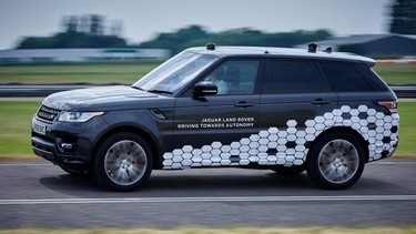 A self-driving Range Rover undergoing testing.