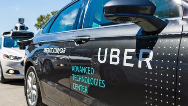 Pilot models of the Uber self-driving car at the Uber Advanced Technologies Center in Pittsburgh, Pennsylvania.