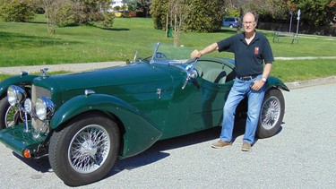 Colin Gurnsey with the Bentley MK VI Special that took nine years to build and will debut at tomorrow's (May 19) All British Field Meet at VanDusen Botanical Garden in Vancouver.