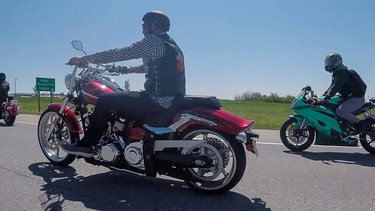 A sport bike rider takes part in the 2017 edition of the Calgary Motorcycle Awareness Ride. For 2018, the longest, continuously running charity ride is supporting a new charity with The Magic of Christmas.