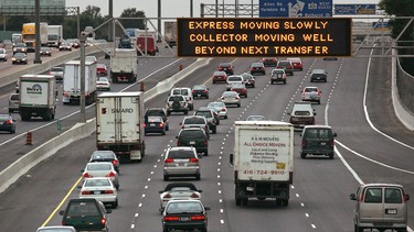 In this file photo, Toronto motorists drive along Highway 401.