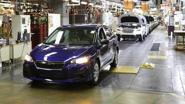 subaru rolling off of the factory line
