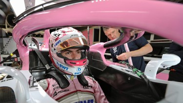 Canada's Nicholas Latifi, from Toronto, is fitted for his Force India seat at the Canadian Grand Prix Thursday, June 7, 2018 in Montreal.