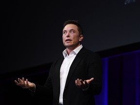 Tesla CEO Elon Musk speaks at the International Astronautical Congress on September 29, 2017 in Adelaide, Australia.