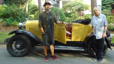 Jacques Barbeau ready to roll with driver Marvin Singian piloting the 1931 Ford Model A roadster.