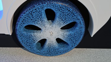 Michelin's Vision Tire concept was introduced at last year's Movin' On; it's made on a 3D printer and new tread can be printed on when it wears down.