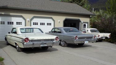 Two Ford Galaxies and a Ford Thunderbird, all part of a giant sale of cars from David Hall in Armstrong, B.C.