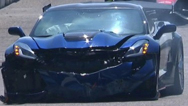 A 2019 Corvette ZR1 pace car crashed by GM executive Mark Reuss on a pace lap ahead of the Indycar Detroit Grand Prix in June 2018.