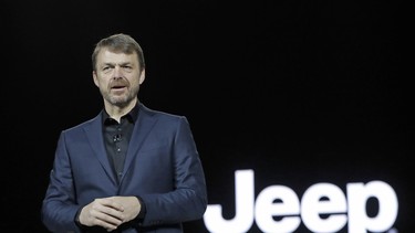 Mike Manley, head of Jeep Brand, introduces the 2019 Jeep Cherokee during the North American International Auto Show, in Detroit in January, 2018.