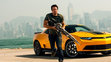 Actor Mark Wahlberg in  a still from a "Transformers" film.