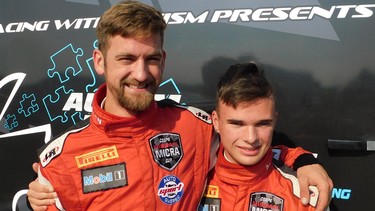Nissan Micra Cup racers Jake Exton (left) and Austin Riley are fierce competitors on the track but good friends in the paddock.