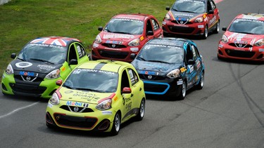 There is tight racing in the Nissan Micra Cup at Circuit Mont-Tremblant.