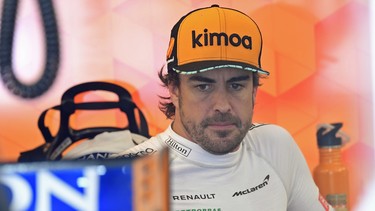 Spanish Formula One driver Fernando Alonso of McLaren during the first free practice session of the Hungarian Formula One Grand Prix at the Hungaroring circuit, in Mogyorod, north-east of Budapest, Hungary, Friday, July 27, 2018.