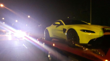 A 2019 Aston Martin Vantage seized for speeding in a school zone near Toronto in August 2018.