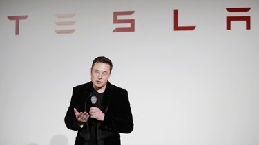 In a Sept. 29, 2015, file photo, Elon Musk, CEO of Tesla Motors Inc., talks about the Model X car at the company's headquarters, in Fremont, Calif.