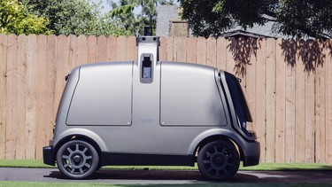 This undated image provided by The Kroger Co. shows an autonomous vehicle called the R1. Kroger will begin testing grocery deliveries using driverless cars outside of Phoenix. The grocery chain said the project will begin Thursday, Aug. 16, 2018, in Scottsdale, at a Fry's supermarket, which is owned by Kroger. The Toyota Prius will be used for the deliveries, manned by a human to monitor its performance. During phase two in the fall deliveries will be made by the R1 with no human aboard.