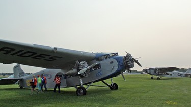 The two Ford Tri-Motor aircraft operated by the EAA.