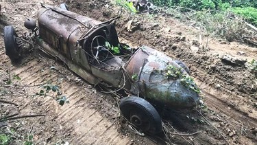 The remains of a Ford speedster, uncovered by contractor David Mount on a North Carolina property.