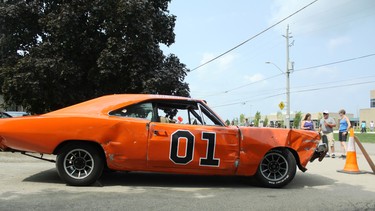 Angelo Riccio's "Dukes of Hazzard" General Lee stunt car on display at the 2018 Winona Peach Festival.