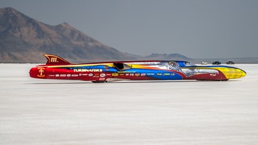 Rick Vesco’s Chinook helicopter turbine-powered streamliner set the fastest speed of the event and took home the Hot Rod Magazine trophy for 2018.