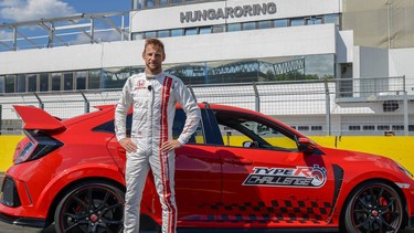 Jenson Button set a lap record at the Hungaroring for front-drive cars in a Honda Civic Type R.