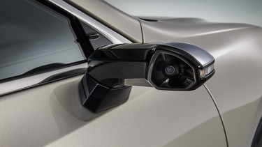 The new camera-based rearview mirrors on the Japanese-market 2019 Lexus ES 300h.