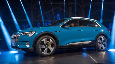 The new Audi e-trong stands unveiled last night in Richmond, California,