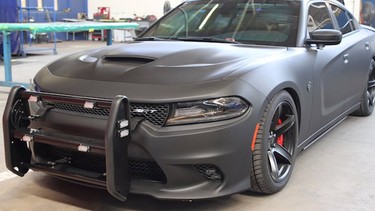 The Armormax Dodge Charger Hellcat police cruiser.