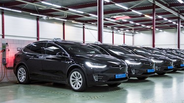 A fleet of Tesla Model X taxis with Bios Groep in Amsterdam.