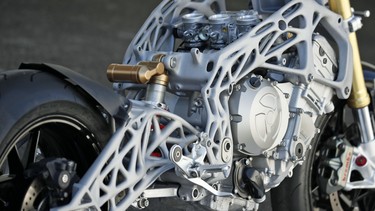 A 3D-printed aluminum frame for a BMW S1000RR.