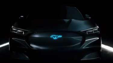 An image of what's thought to be the upcoming hybrid Ford Mustang, from a new ad campaign starring Bryan Cranston.