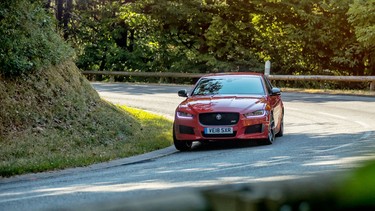 Vincent Radermecker sets a production sedan lap record in the Jagaur XE 300 Sport at Circuit de Charade in Clermont Ferrand, France, in fall 2018.