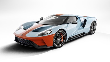 The new 2019 Ford GT Heritage Edition honors the legendary American Gulf Oil-sponsored Ford GT40 by featuring the most famous paint scheme in motorsports – plus a set of additional exclusive touches.