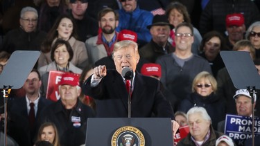 President Donald Trump speaks during a rally at the Tupelo Regional Airport, November 26, 2018 in Tupelo, Mississippi.
