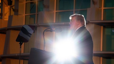 US President Donald Trump delivers remarks at a Make America Great Again rally in Tupelo, Mississippi, on November 26, 2018.