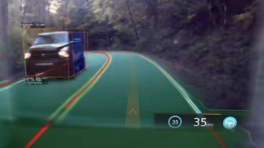 An image of what a Tesla Model S' Autopilot would see