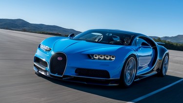 A Bugatti Chiron at speed.