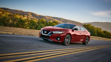The 2019 Nissan Maxima’s aggressive, updated exterior appearance was created by Nissan Design America in La Jolla, Calif. and features a more voluminous front grille with a deeper V-motion flow that carries into the hood and down the body to the redesigned rear tail lamps and rear fascia.