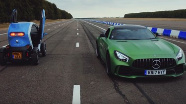 Race- Twizy vs Mercedes-AMG GTR in reverse