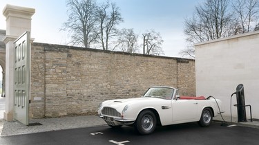 A battery-powered 1970 Aston Martin DB6 Volante converted as part of the company's Heritage EV Concept program