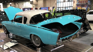The 1954 Studebaker custom car on display at the 2019 Grand National Roadster Show.