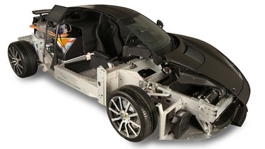 A cutaway of the Lotus Evora 414e REEvolution electric concept from 2012.