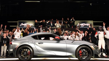 The first 2020 Toyota Supra crossing the auction block at Barrett-Jackson