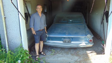 Postmedia columnist Douglas Todd with the car his grandfather purchased new – now unearthed after more than 40 years storage.