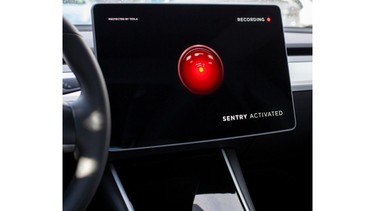 Tesla's HAL 9000-inspired Sentry mode guards the car when parked.